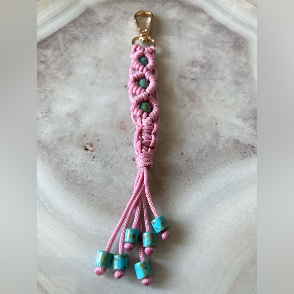✨Handmade Macrame Czech Beaded Keychain